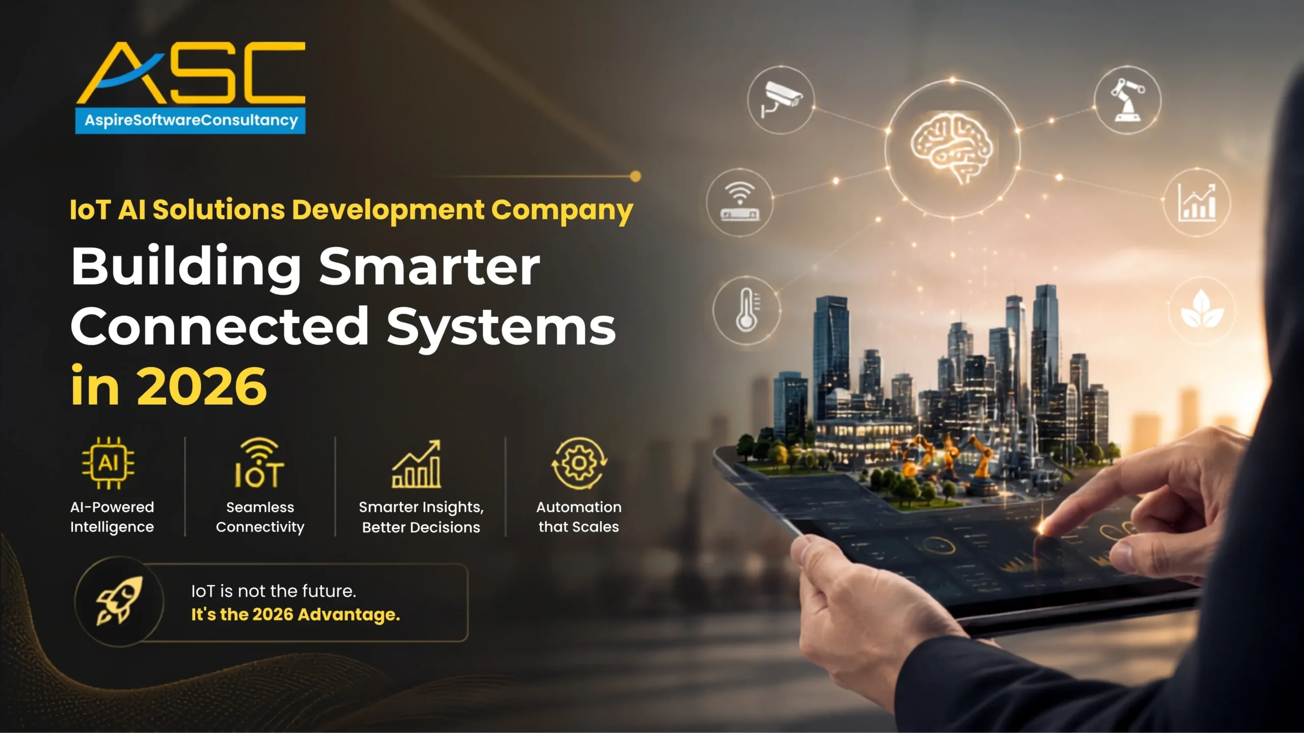 IoT AI Solutions Development Company showcasing AI-powered connected systems, smart city technology, automation, and intelligent IoT solutions for businesses in 2026.