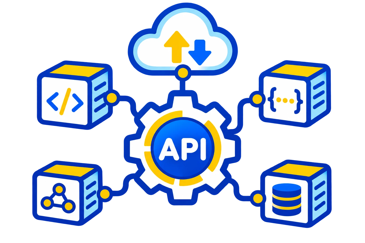 API and microservices architecture icon